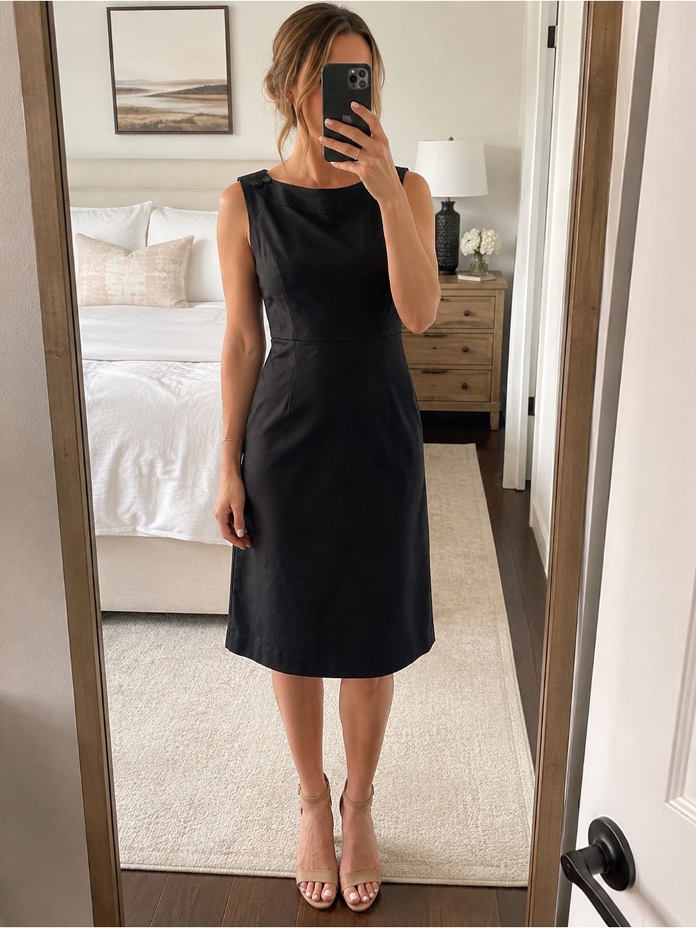 Banana Republic Black Sleeveless Sheath Midi Dress